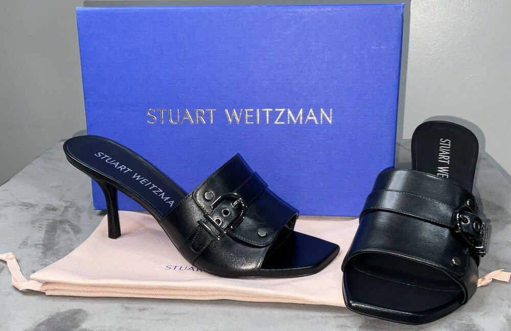 Stuart Weitzman Maverick 75 Slide Leather Women’s Sandals Size 10 B